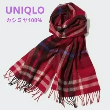 유니클로 캐시미어 100% 머플러 체크 빨간색
