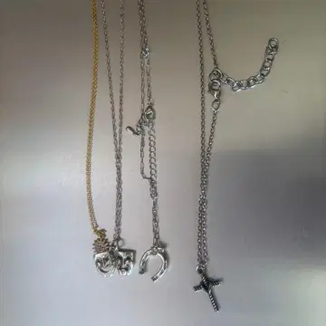 코미디 비극 마스크 말굽 크로스 목걸이 y2k