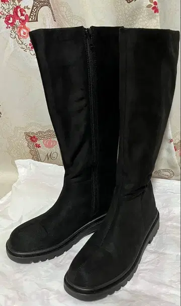 [ 미사용 새상품 ] 스웨이드 느낌 롱 부츠 블랙 24.5 여성용