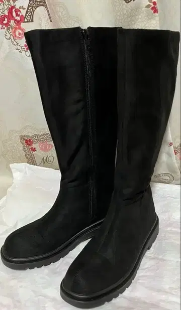 [ 미사용 새상품 ] 스웨이드 느낌 롱 부츠 블랙 24.5 여성용
