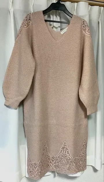 머큐리 듀오 니트 원피스 레이스 핑크