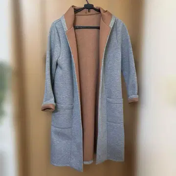 저지 소재 롱 코트 그레이