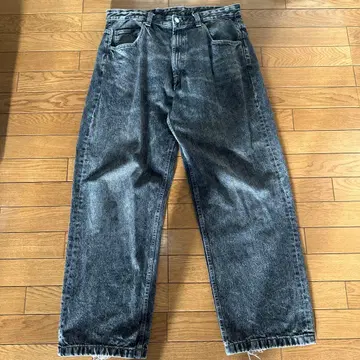 ZARA 워시드 블랙 배기 데님 w36