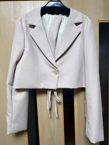 크롭 자켓 핑크 베이지 사이즈 2