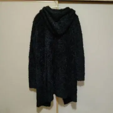 [ 새상품 ] 이온 월드 갤러리 페더 후드 롱 가디건 블랙 F