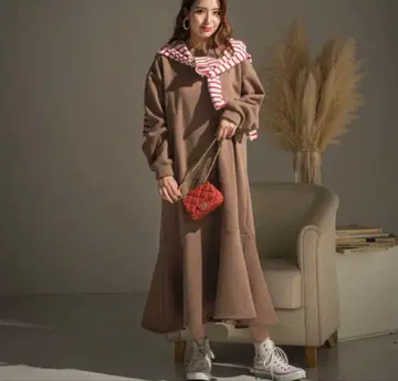 VICKY 속기모 플레어 원피스 M 브라운