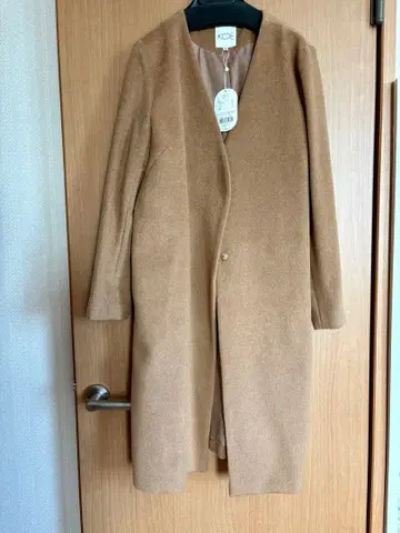 KOE 새상품 브라운 깊은 V넥 롱 코트