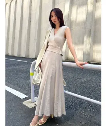 FRAY ID 카슈쿨 리브 니트 콤비 원피스 프레이 아이디