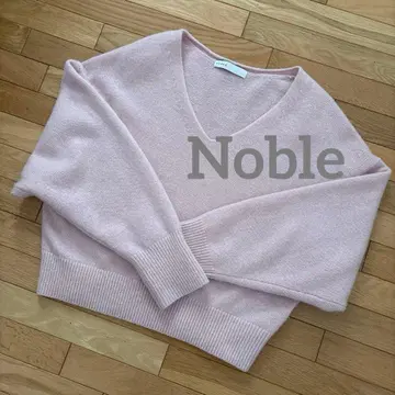 [ 새상품급 ] NOBLE 캐시미어 혼방 핑크 V넥 니트