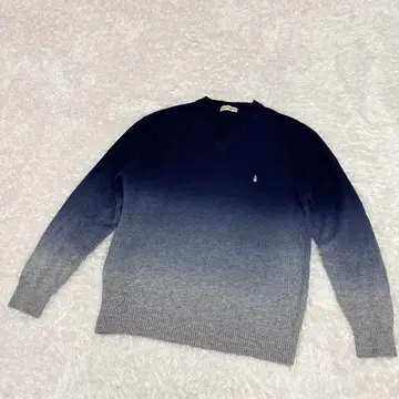 Hush Puppies 니트 스웨터 긴팔 V넥 자수 로고