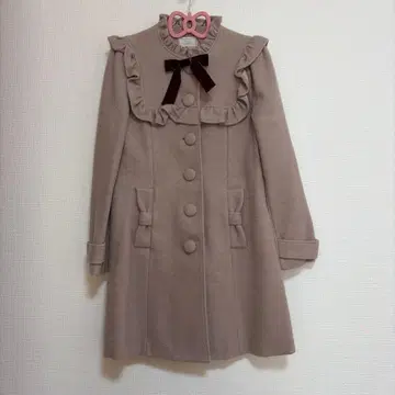 Ank Rouge 프릴 리본 포함 더스티 핑크 롱 코트