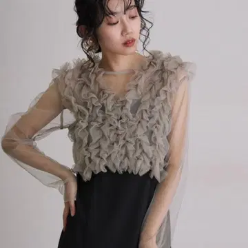 프릴 디자인 시스루 드레스 M