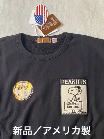 L 미사용 새상품 미국제 PEANUTs 리버스위브 크루스웨트