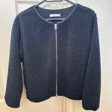 두클라쎄 L 사이즈 노카라 집업 가디건 네이비