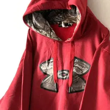 언더아머 로고 풀오버 후드티 L 레드 빨간색 구제 의류