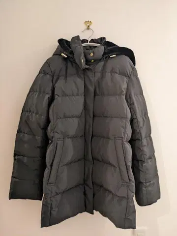 GLOBAL WORK 후드 부착 그레이 롱 코트