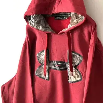 언더아머 로고 카모플라주 후드티 L 레드 빨간색 구제 의류