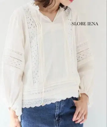 SLOBE IENA 화이트 레이스 블라우스 프리 사이즈