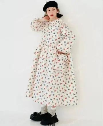 IMAKOKONI 이마코코니 플라워 프린트 롱 원피스 프릴 다운