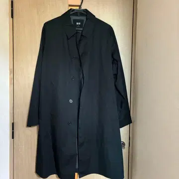 유니클로 블록 테크 스텐칼라 롱 코트 블랙 남성용 XL