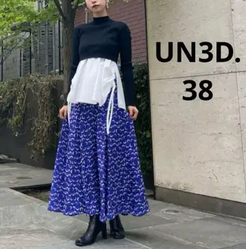 언리드 개더 랜덤 도트 스커트 38 컨디션 최상 퍼플 볼륨