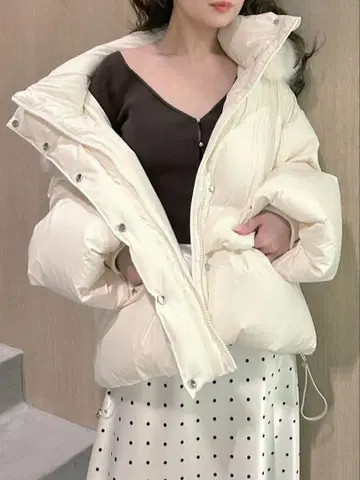 FRAY I.D 택 포함 새상품 후드 퍼 숏 다운 코트 S 사이즈