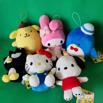 산리오 캐릭터즈 봉제 인형 스트랩 6개 세트