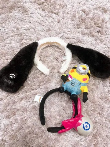 스누피 귀달린 머리띠와 미니언