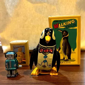 양철 완구 펭귄 로봇 2체 세트 쇼와 레트로