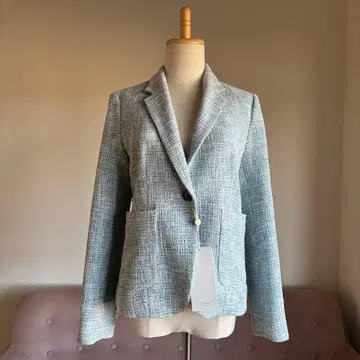 택 포함 미사용 두클라쎄 더 클래스 트위드 자켓 11 블루