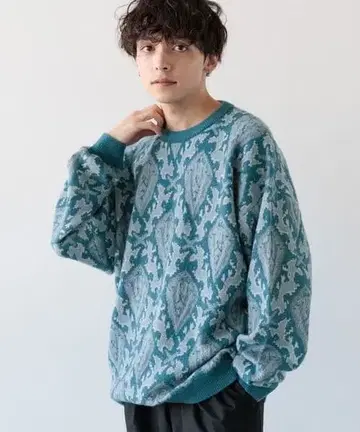 RAGEBLUE 자카드 니트 올 패턴 빅 실루엣 L 사이즈 스웨터