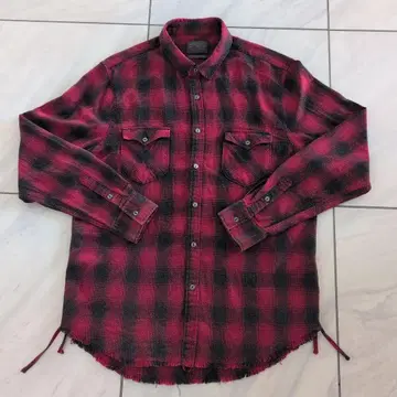 4ZARA 빨간색 MAN 레드 블랙 XL 체크 셔츠 M 웨스턴 프린지