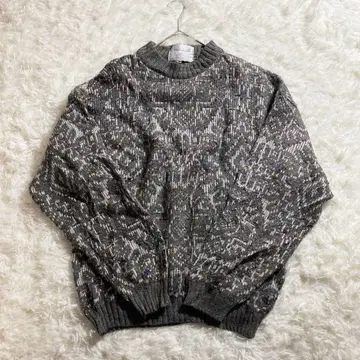빈티지 니트 이탈리아제 올 패턴 빅 루즈 남성용 구제 의류 빈티지