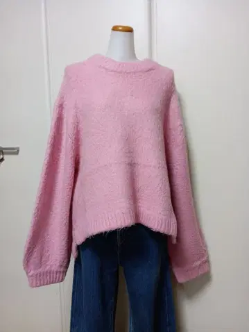 VINCA 핑크 니트 소매 볼륨