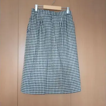 실크 100% 빈티지 체크 타이트 스커트 M