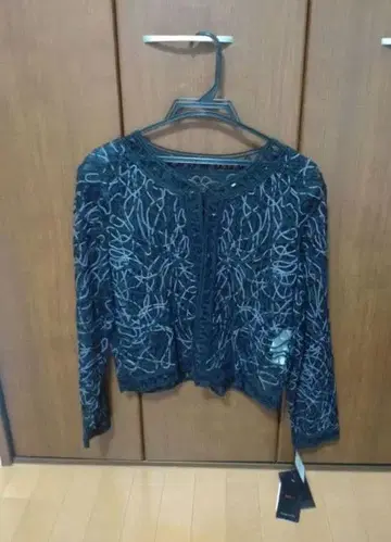 [택 포함 새상품] 미로네 Milone 전체 레이스 긴팔 볼레로 블랙