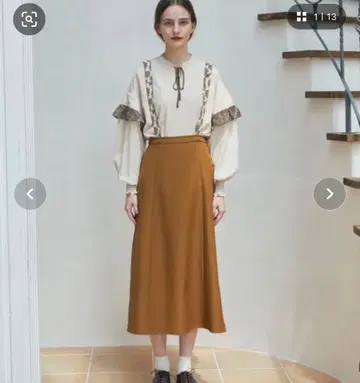 Idem 페플럼 쉬폰 블라우스 서스펜더 2way 스커트 세트