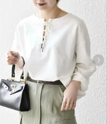 SHIPSany 인레이 레이스업 롱 슬리브 풀오버