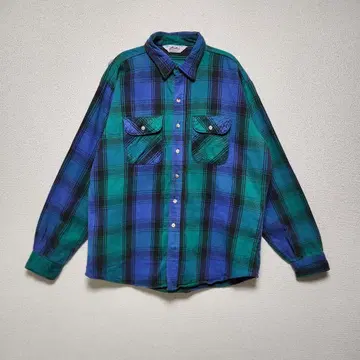 80s DAKOTA FIVE BROTHER 플란넬 셔츠 블루 계열 XL