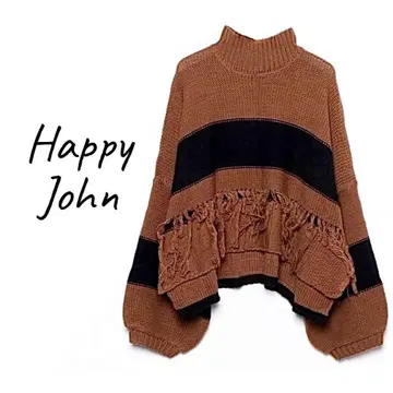 Happy John 프린지 터틀 긴팔 니트
