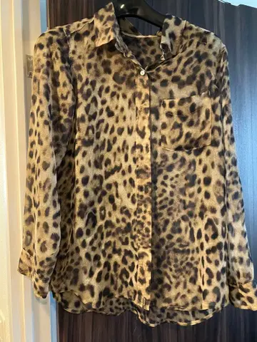 스픽 앤 스팬 레오파드 무늬 긴팔 셔츠 폴리에스테르 100% 일본제