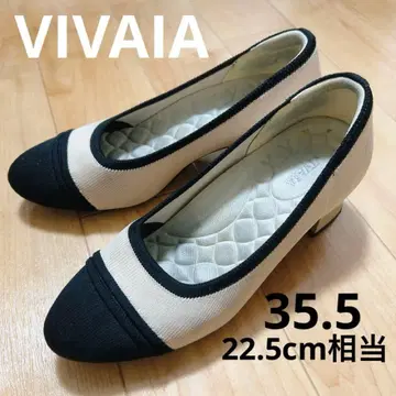 새상품급 비바 VIVAIA 라운드토 청키힐 바이컬러