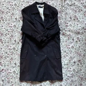 ASCOT 블랙 더블 브레스트 트렌치코트