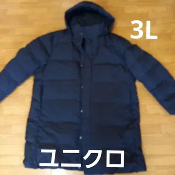 하프 다운 자켓 유니클로 3XL 네이비 후드 부착