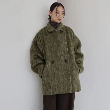 hellam 샤기 미들 코트 카키