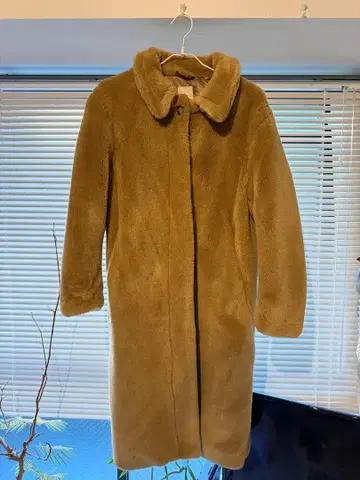 H&M 무스탕 롱 코트 베이지 XS