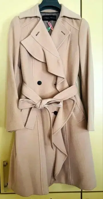 Citrus Notes 베이지 코트 허리 벨트 포함