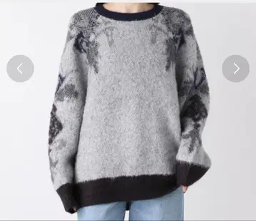 JEANASIS 5G 패널 패턴 자카드 풀오버 그레이