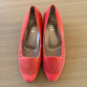 오렌지 메쉬 디자인 펌프스