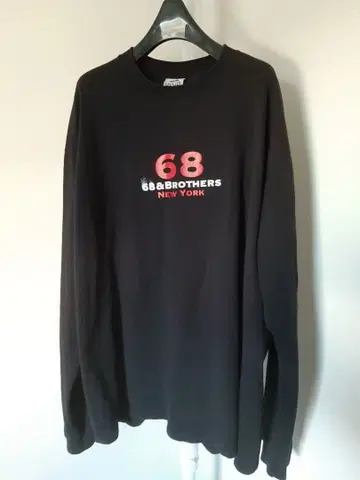 68&BROTHERS 블랙 헤비 웨스트 긴팔 티셔츠 2XL